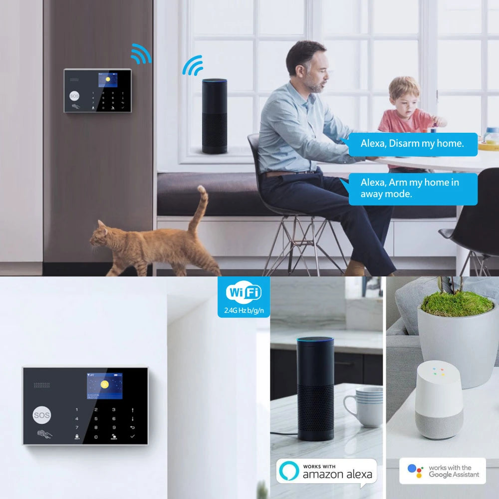 YECO SAS-10 Smart Alarm Security System - Wifi & 4G GSM Connection, Motion and Door/Window Sensor, Mobile Compatible