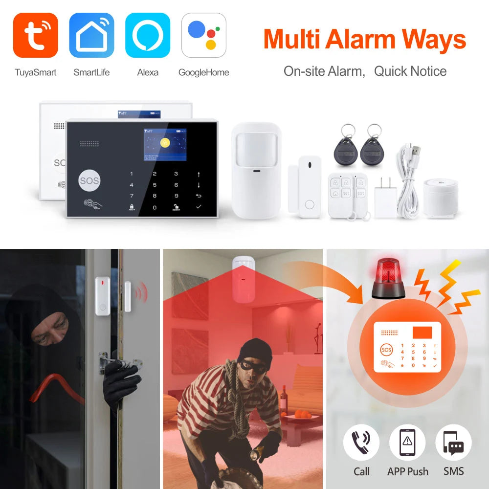 YECO SAS-10 Smart Alarm Security System - Wifi & 4G GSM Connection, Motion and Door/Window Sensor, Mobile Compatible