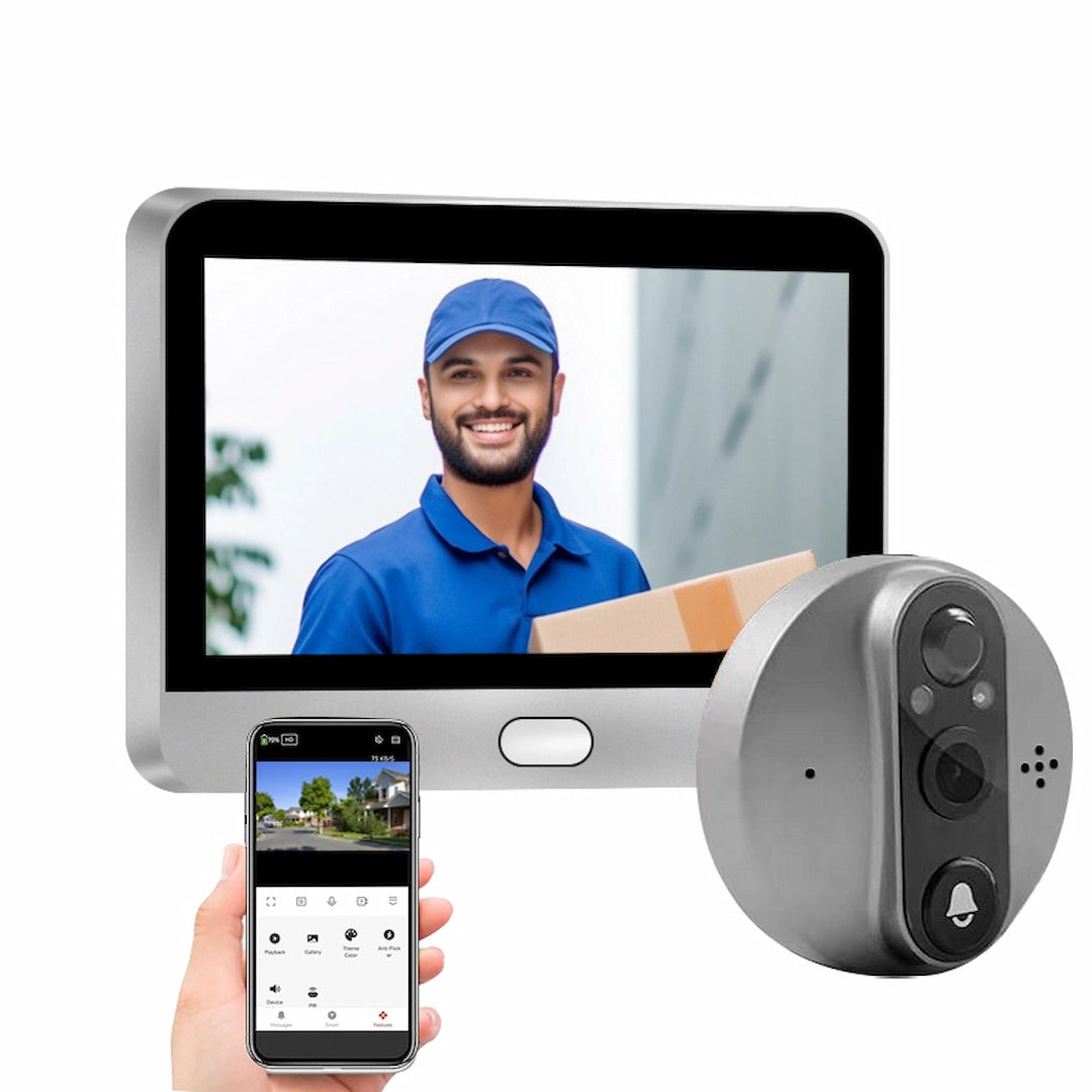 YECO PD-20 Smart Video Doorbell with 4.3” LCD Screen – HD Camera, Motion Detection, Wi-Fi App Control, Battery Powered