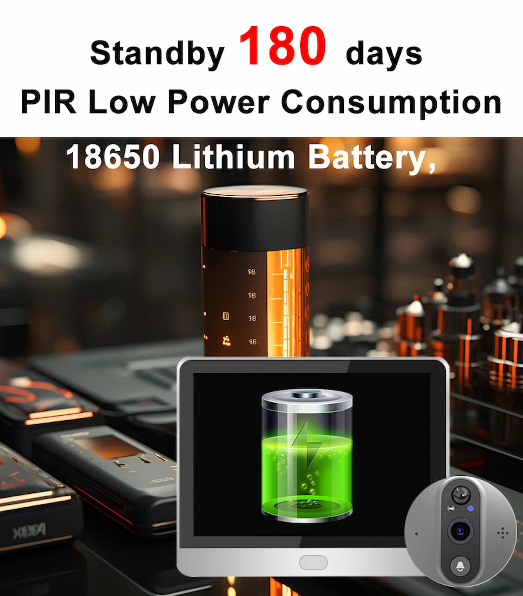 YECO PD-20 Smart Video Doorbell with 4.3” LCD Screen – HD Camera, Motion Detection, Wi-Fi App Control, Battery Powered