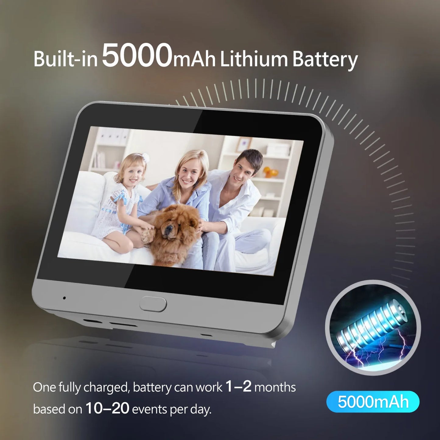 YECO PD-20 Smart Video Doorbell with 4.3” LCD Screen – HD Camera, Motion Detection, Wi-Fi App Control, Battery Powered