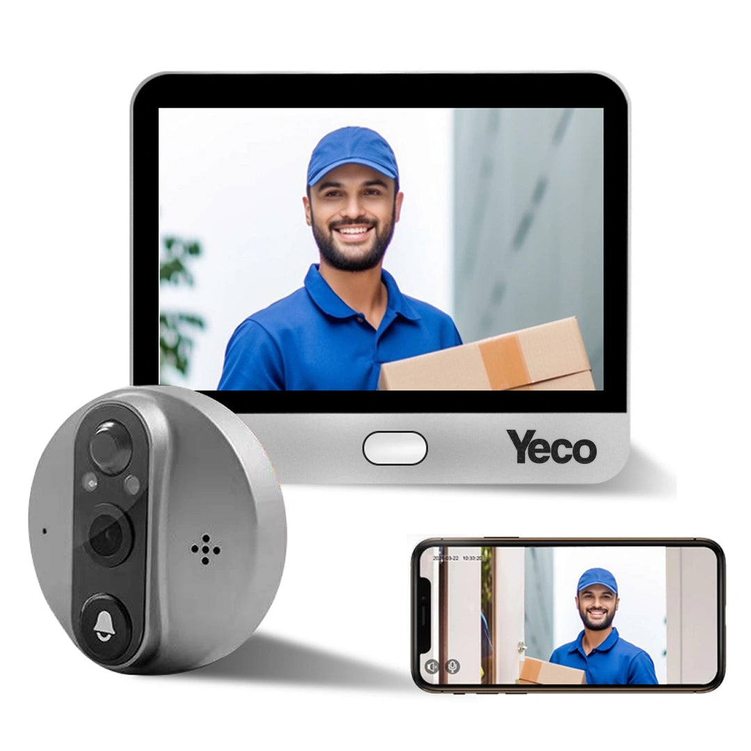 YECO PD-20 Smart Video Doorbell with 4.3” LCD Screen – HD Camera, Motion Detection, Wi-Fi App Control, Battery Powered