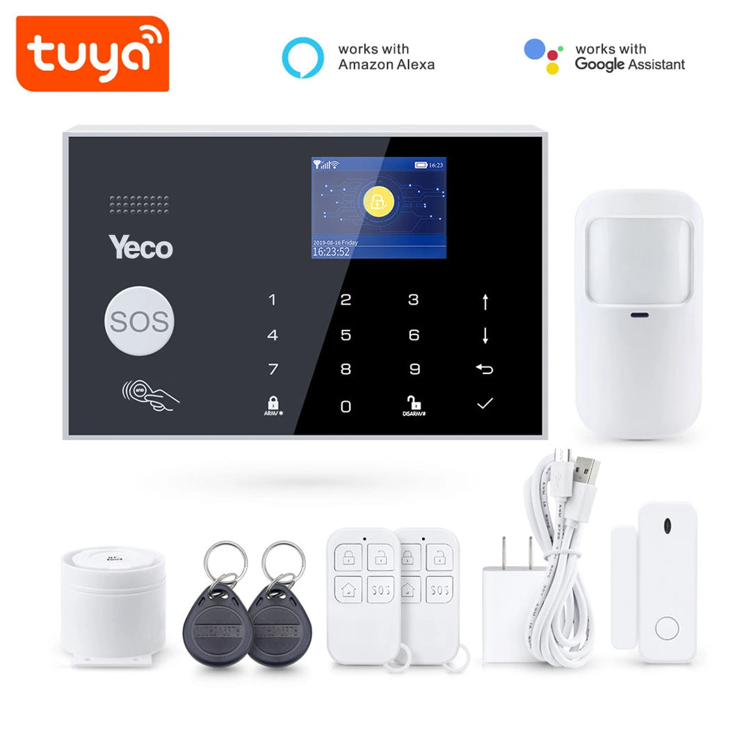YECO SAS-10 Smart Alarm Security System - Wifi & 4G GSM Connection, Motion and Door/Window Sensor, Mobile Compatible
